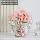 Axyaa Ceramic Vase & Flower Arrangement Set - Home Decor Crafts