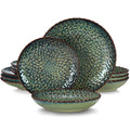Axyaa Chrys Grey Stoneware Dinnerware Set for 6/12 Person