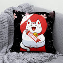 Axyaa Lucky Cat Mount Fuji Art Cushion Cover - Japanese Style Throw Pillow