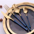 Axyaa Gold Stainless Steel Flatware Set - Elegant Black Dinnerware Tableware