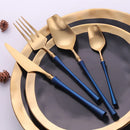 Axyaa Gold Stainless Steel Cutlery Set - Elegant Black Dinnerware Flatware