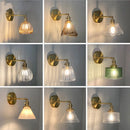Axyaa Nordic LED Wall Light Fixture Glass Rotate Copper Bedside Lamp