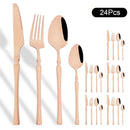 Axyaa 24Pcs Pink Gold Stainless Steel Cutlery Set - Western Flatware Tableware