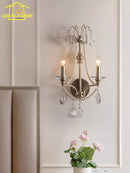 Axyaa Crystal Wall Lamp LED E14 Iron Art Decorative Living Room Bedroom