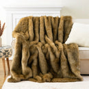 Axyaa Luxury Faux Fur Throw Blanket King Size Plaid Throws Soft & Fluffy