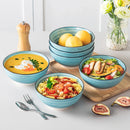 Axyaa 6-Piece Ceramic Bowl Set, Handpainted Stoneware Dinnerware with Spirals