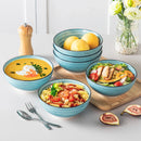 Axyaa Handpainted Spirals Stoneware Bowls Set - 6 Piece 840ML Tableware for Meals