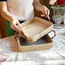 Axyaa Rattan Woven Storage Basket and Snack Tray - High-Grade Fruit Plate