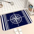 Axyaa Blue Emblem Pattern Diatom Mud Floor Mat: Super Non-Slip & Absorbent