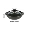 Axyaa Asian Clay Pot with Lid - Restaurant Grade Shallow Stone Bowl for Cooking Rice