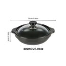 Axyaa Asian Clay Pot with Lid - Restaurant Grade Shallow Stone Bowl for Cooking Rice