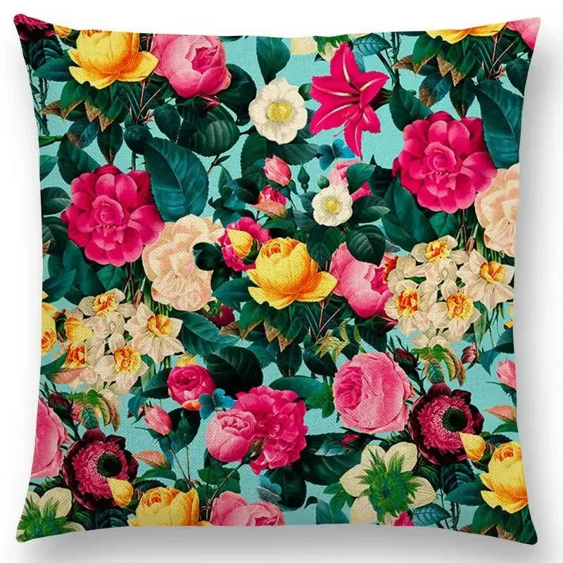 Axyaa Botanical Garden Floral Leaves Print Pillow Case Cover