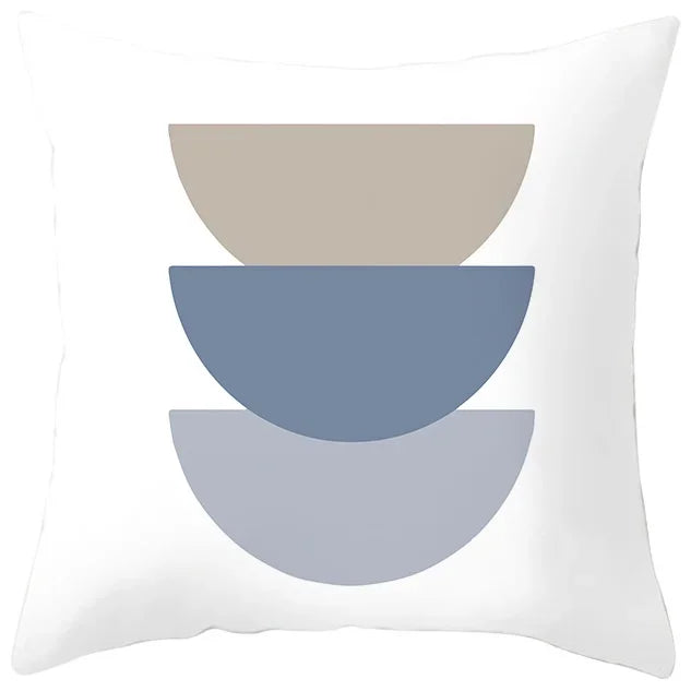 Axyaa Abstract Geometric Pillowcase in Nordic Blue Purple - Peach Skin Fabric