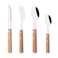 Axyaa Red Silver Stainless Steel Cutlery Set with Wood Handle - 16/24Pcs