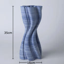 Axyaa Blue Stripes Ceramic Vase: Creative Floral Arrangement Table Decor