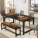 Axyaa Industrial Dining Table: Rectangular Kitchen Table for 6-8 Person