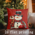 Axyaa Christmas Santa & Snowman Pattern Cushion Cover for Sofa, Bedroom, Car