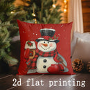 Axyaa Christmas Santa & Snowman Pattern Cushion Cover for Sofa, Bedroom, Car