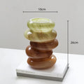 Axyaa Geometric Pebble Stack Glass Vase Gradient Color Flower Caterpillar Arrangement