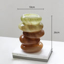 Axyaa Geometric Pebble Stack Glass Vase Gradient Color Flower Caterpillar Arrangement
