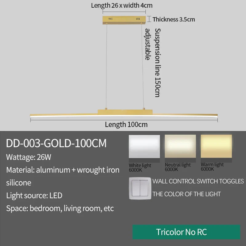 Axyaa Black Gold Chandelier: Modern Living Room Pendant Light with Phone APP Dimming