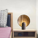 Axyaa Stone Table Lamp Brown Resin Minimalist Luxury Lighting for Living Room and Bedroom