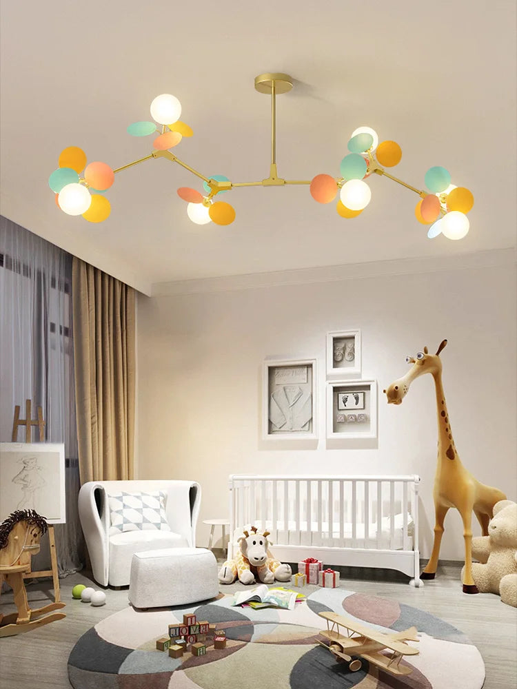 Axyaa Branch Glass Ball Chandelier: Modern Kids Room Pendant Light for Home Decor