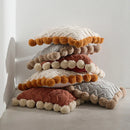 Axyaa Nordic Knit Pompom Ball Cushion Cover in Ivory, Burnt Orange, Grey