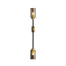 Axyaa Smokey Gray Glass LED Wall Lights Linear Brass Indoor Decor Luxe Hotel Living Room