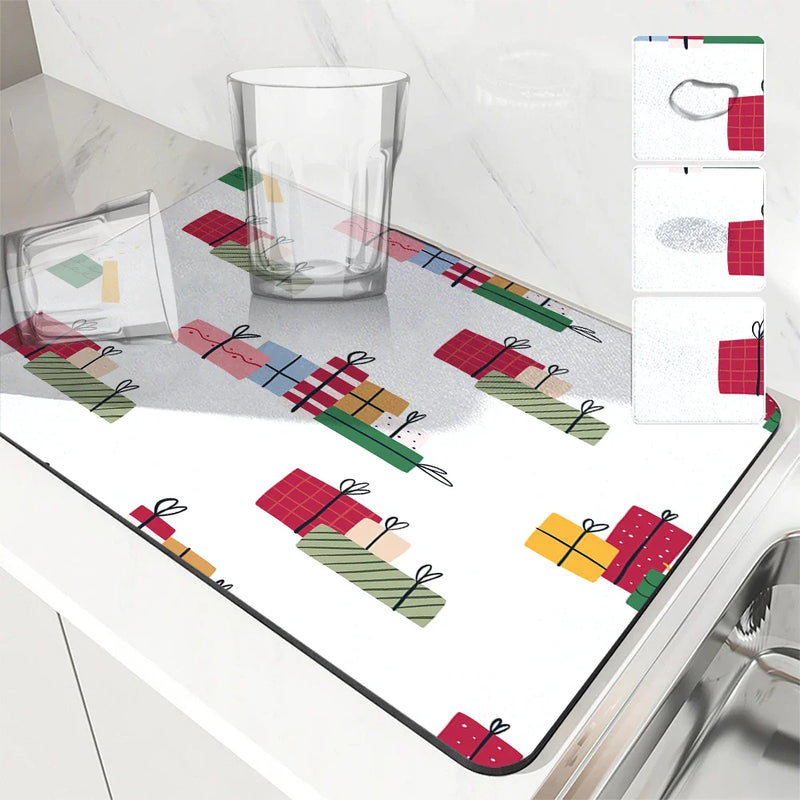 Axyaa Coffee Dish Mat: Absorbent, Anti-slip, Quick Dry Draining Pad