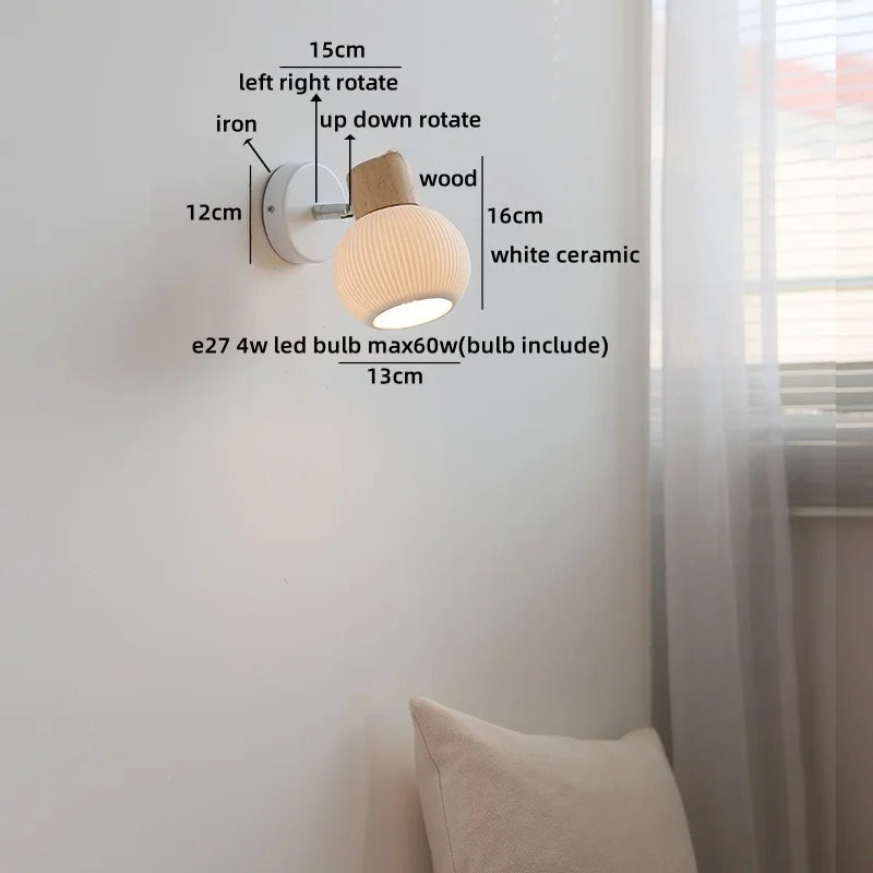 Axyaa White Ceramic LED Wall Lamps Switch - Bedroom Stairs Lighting Fixtures