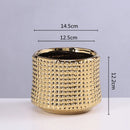 Axyaa Gold Ceramic Succulent Flowerpot Vase Balcony Decor Plant Pots