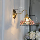 Axyaa Vintage Style Blue Flower Glass Wall Sconce LED Lamp Fixture
