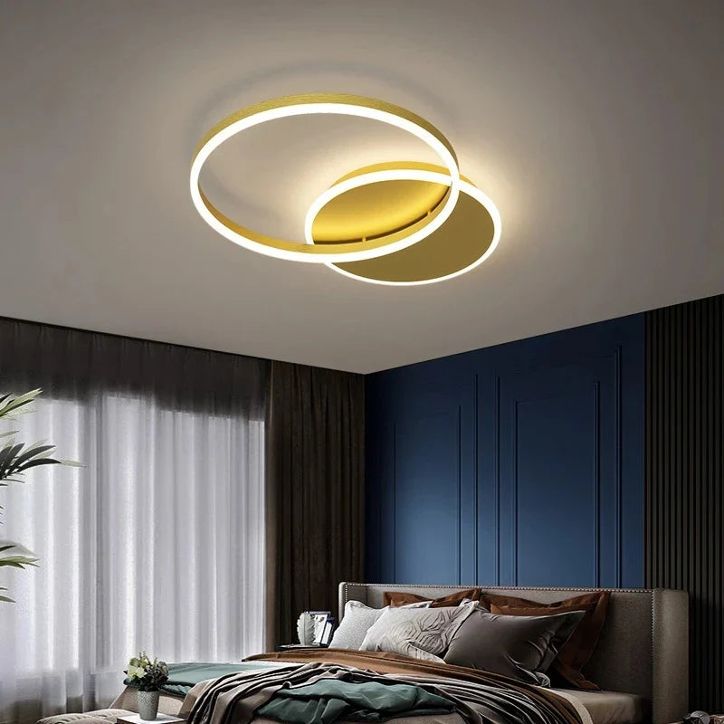 Axyaa Aluminum Circle LED Chandelier Ceiling Lights for Bedroom Living Room