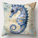 Axyaa Nautical Pillow Covers, 17.7" - Sea Turtle, Seahorse, Starfish & Whale Designs