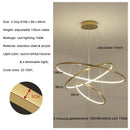 Axyaa Modern Gold Ring LED Pendant Chandelier, Dimmable Circle Living Room Light