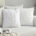 Axyaa Cozy Plush Cushion Cover 45x45cm White Grey Decor Pillowcase