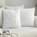 Axyaa Cozy Plush Cushion Cover 45x45cm White Grey Decor Pillowcase