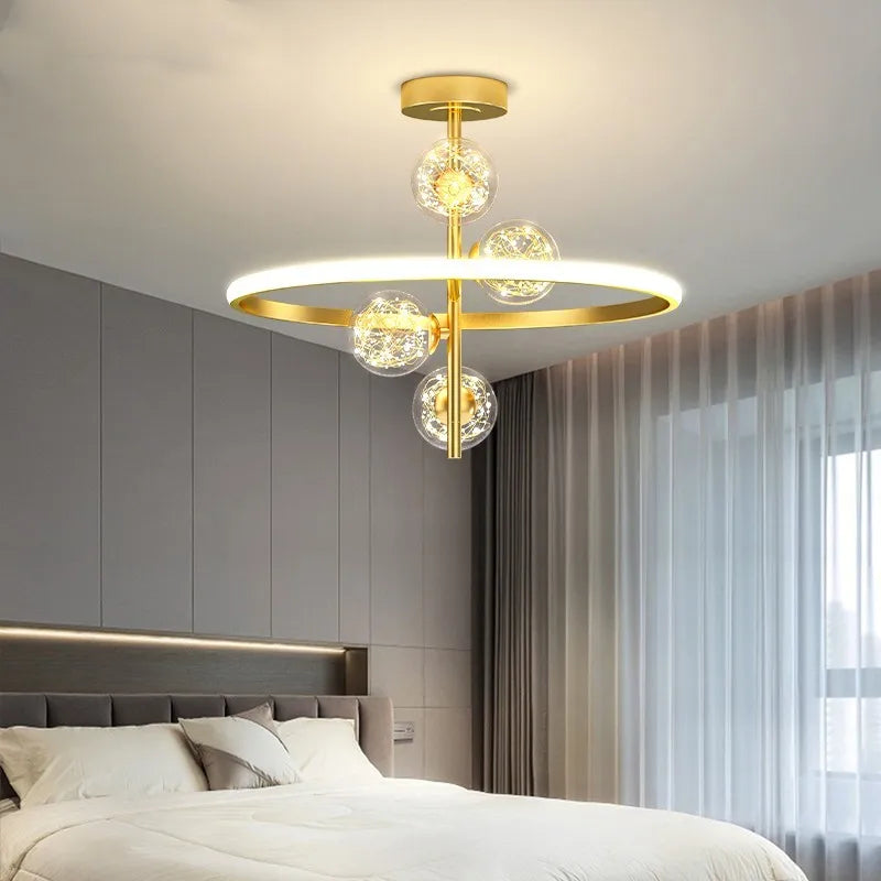 Axya Black&Gold LED Chandelier Ceiling Light for Bedroom Living Room Kitchen