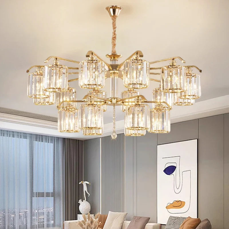 Luxury Atmosphere Crystal Chandelier for Living Dining Bedroom Villa Room Decor by Axyaa