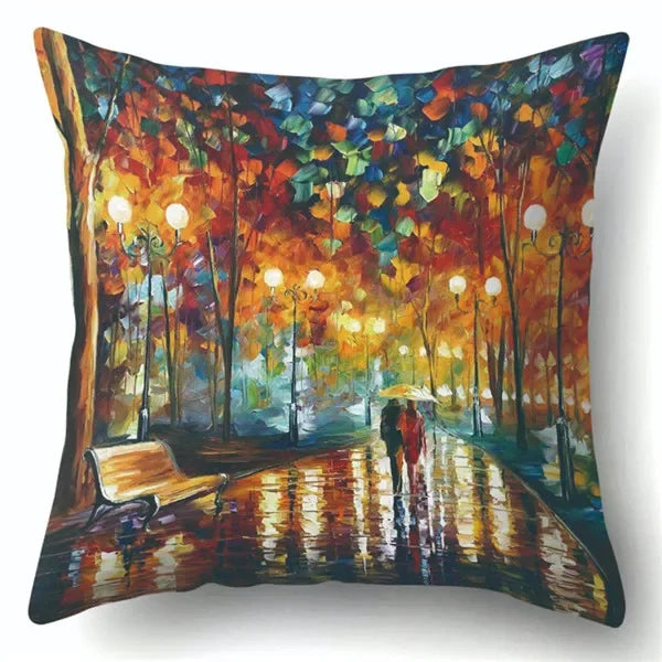 Axyaa Van Gogh Style Oil Painting Cushion Cover 45x45cm Square Pillow Case