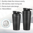 Axyaa Stainless Steel Protein Shaker Bottle with Steel Ball and Scale