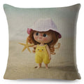 Axyaa Starfish Print Linen Pillowcase for Home & Car Decor