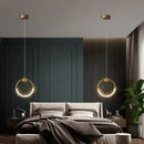 Axyaa Crystal Pendant Light: Gold Ring LED Fixture for Kitchen and Bedroom