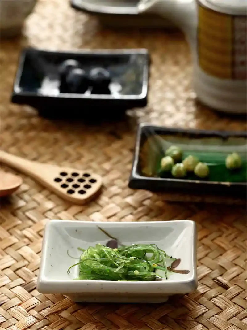 Axya Ceramic Sushi Sauce Dish Set - Japanese Style Cherry Blossom Tray