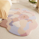 Axyaa Plush Pink Pattern Rug for Bedroom, Fluffy Soft Living Room Carpet