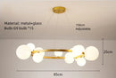 Axyaa Nordic Glass Pendant Light in Black Gold Metal for Parlor & Bedroom