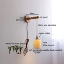 Axyaa LED Wood Wall Lamp with White Ceramic Shade for Indoor Living Room