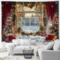 Winter Wonderland Tapestry: Christmas Tree Garland Window Wall Hanging by Axyaa