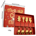 Axyaa Gold Christmas Cutlery Set - 4Pcs Stainless Steel Dinnerware with Gift Box
